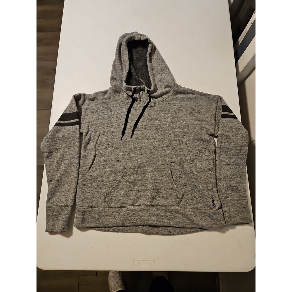 Reebok Sweater‎ Womens Small Heather Gray Pullover Hoodie Sweatshirt (A1051)